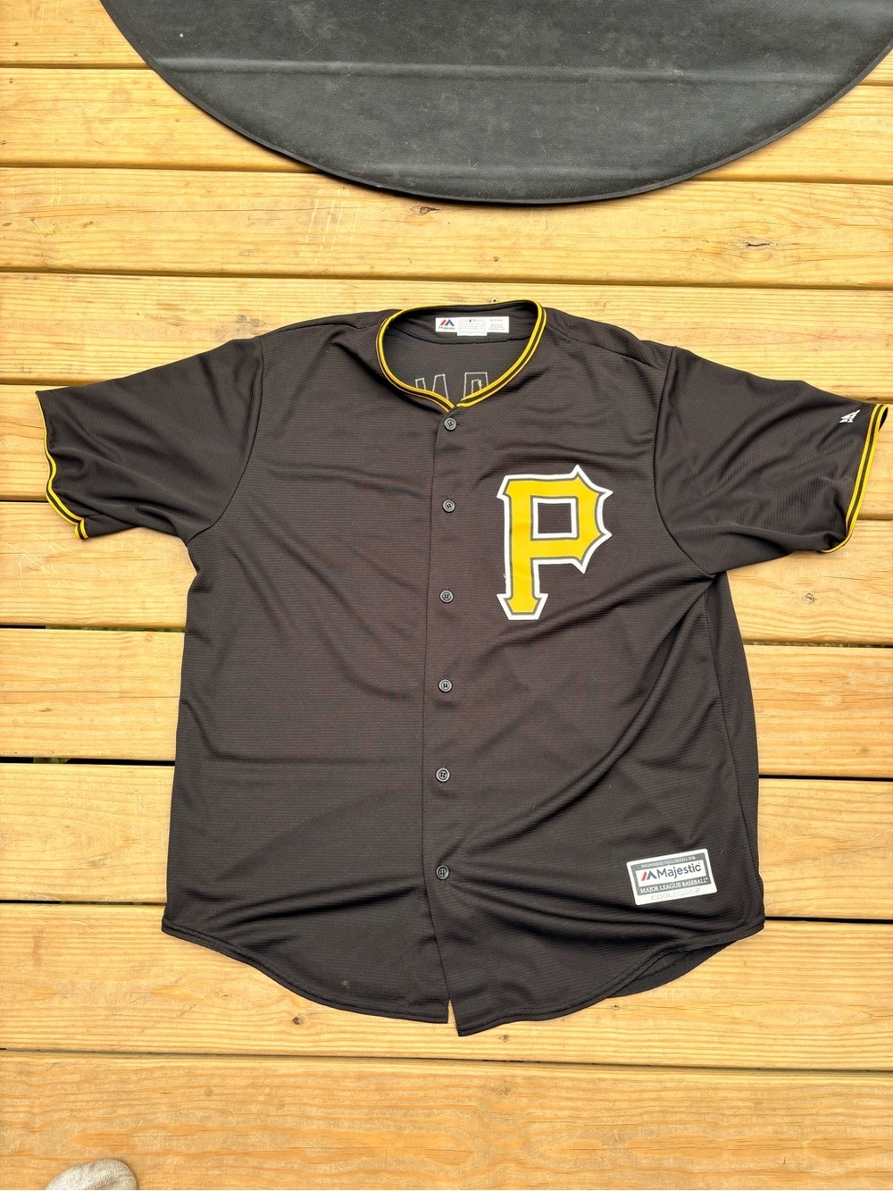 Majestic Black & Gold Pittsburgh P Button-Up Baseball Jersey - Picture 2 of 7